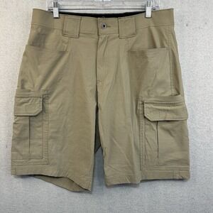 Eddie Bauer Men's Cargo Shorts Size 34 Khaki Nylon Stretch Hiking Outdoor